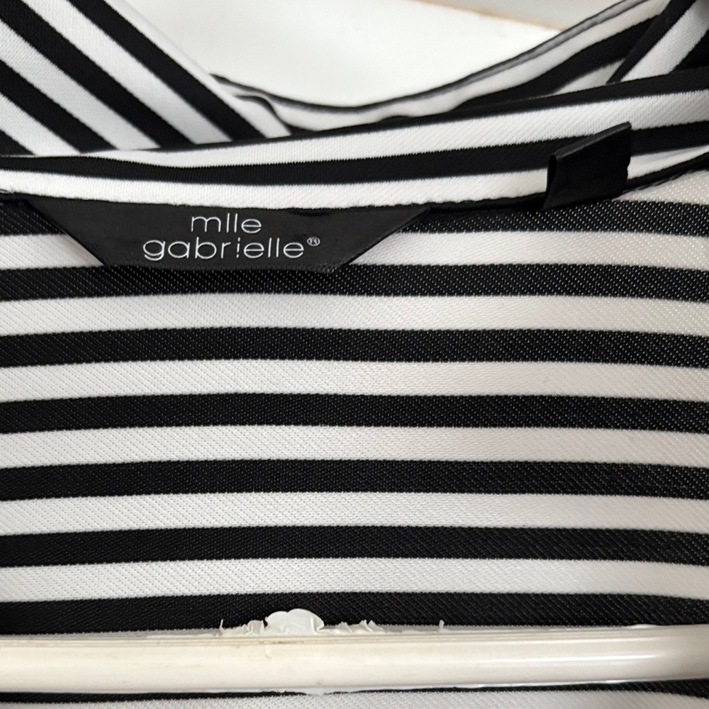 Mlle Gabrielle Black and White Striped Long Sleeve Dress - Picture 2 of 3